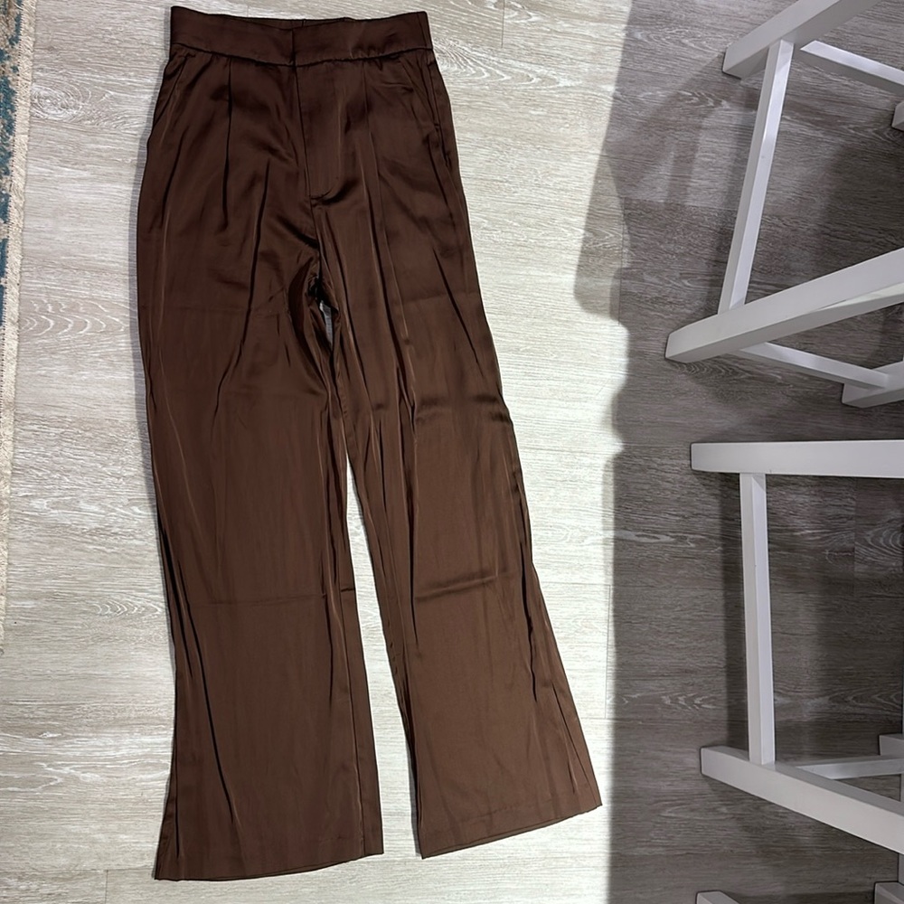 Abercrombie brown satin tailored pant